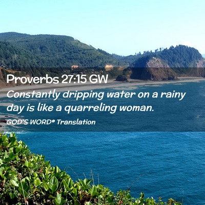 Picture 02 - Proverbs 27:15 GW - Constantly dripping water on a rainy day is like - Bible Verse Picture