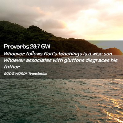 Picture 02 - Proverbs 28:7 GW - Whoever follows God’s teachings is a wise son. - Bible Verse Picture