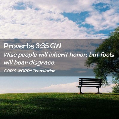 Picture 02 - Proverbs 3:35 GW - Wise people will inherit honor, but fools will - Bible Verse Picture