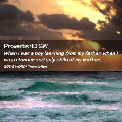 Picture 02 - Proverbs 4:3 GW - When I was a boy learning from my father, when I - Bible Verse Picture