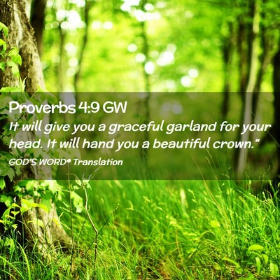Picture 02 - Proverbs 4:9 GW - It will give you a graceful garland for your - Bible Verse Picture