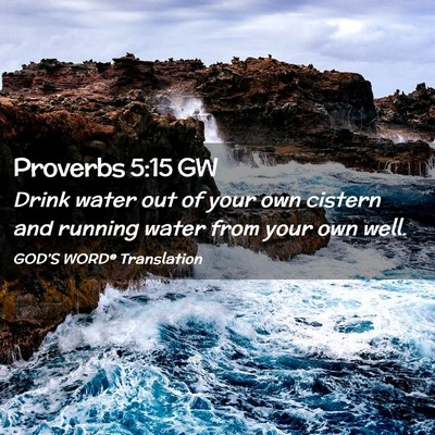Picture 02 - Proverbs 5:15 GW - Drink water out of your own cistern and running - Bible Verse Picture