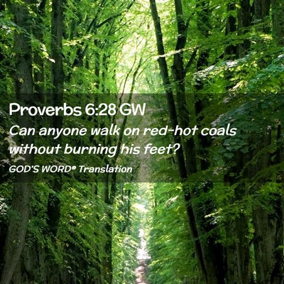 Picture 02 - Proverbs 6:28 GW - Can anyone walk on red-hot coals without burning - Bible Verse Picture