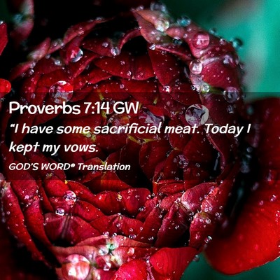 Picture 02 - Proverbs 7:14 GW - “I have some sacrificial meat. Today I kept my - Bible Verse Picture
