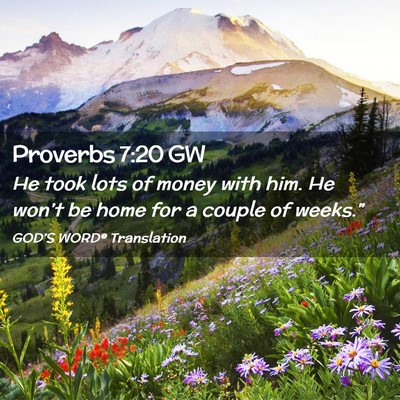 Picture 02 - Proverbs 7:20 GW - He took lots of money with him. He won’t be - Bible Verse Picture