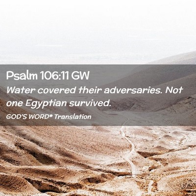 Picture 02 - Psalm 106:11 GW - Water covered their adversaries. Not one Egyptian - Bible Verse Picture