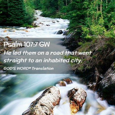 Picture 02 - Psalm 107:7 GW - He led them on a road that went straight to an - Bible Verse Picture