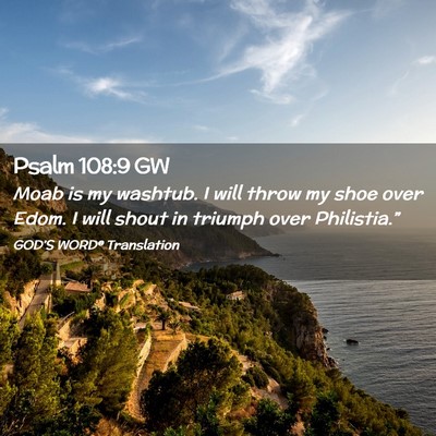 Picture 02 - Psalm 108:9 GW - Moab is my washtub. I will throw my shoe over - Bible Verse Picture