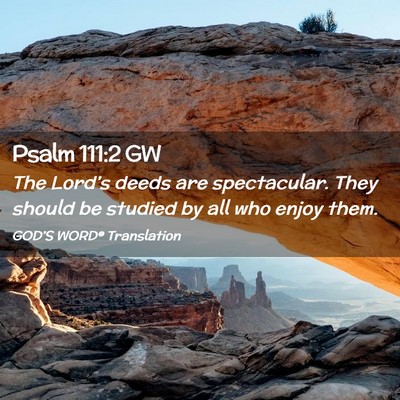 Picture 02 - Psalm 111:2 GW - The Lord’s deeds are spectacular. They should - Bible Verse Picture