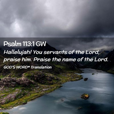 Picture 02 - Psalm 113:1 GW - Hallelujah! You servants of the Lord, praise him. - Bible Verse Picture