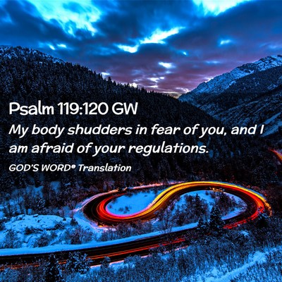 Picture 02 - Psalm 119:120 GW - My body shudders in fear of you, and I am afraid - Bible Verse Picture
