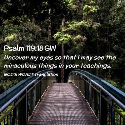 Picture 02 - Psalm 119:18 GW - Uncover my eyes so that I may see the miraculous - Bible Verse Picture