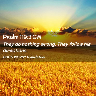 Picture 02 - Psalm 119:3 GW - They do nothing wrong. They follow his - Bible Verse Picture