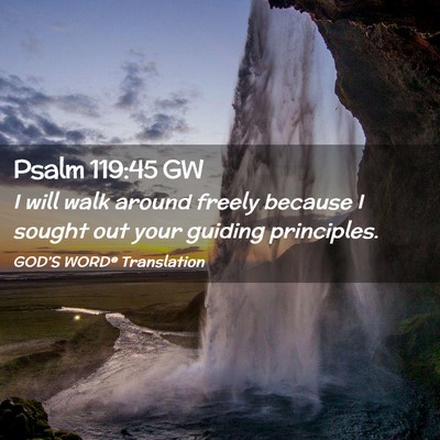 Picture 02 - Psalm 119:45 GW - I will walk around freely because I sought out - Bible Verse Picture