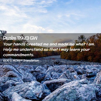 Picture 02 - Psalm 119:73 GW - Your hands created me and made me what I am. Help - Bible Verse Picture