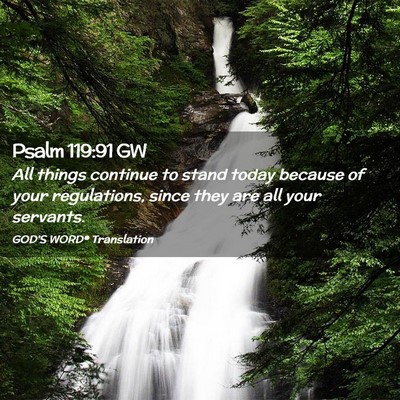 Picture 02 - Psalm 119:91 GW - All things continue to stand today because of - Bible Verse Picture