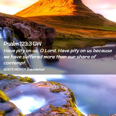 Picture 02 - Psalm 123:3 GW - Have pity on us, O Lord. Have pity on us because - Bible Verse Picture