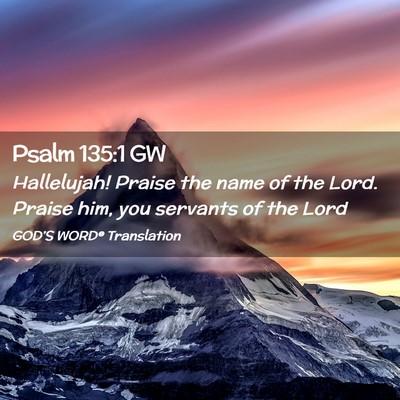Picture 02 - Psalm 135:1 GW - Hallelujah! Praise the name of the Lord. Praise - Bible Verse Picture