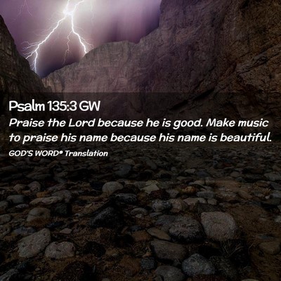 Picture 02 - Psalm 135:3 GW - Praise the Lord because he is good. Make music to - Bible Verse Picture