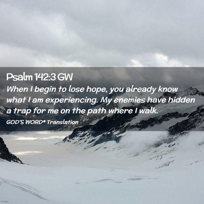 Picture 02 - Psalm 142:3 GW - When I begin to lose hope, you already know what - Bible Verse Picture