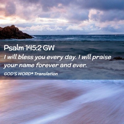Picture 02 - Psalm 145:2 GW - I will bless you every day. I will praise your - Bible Verse Picture