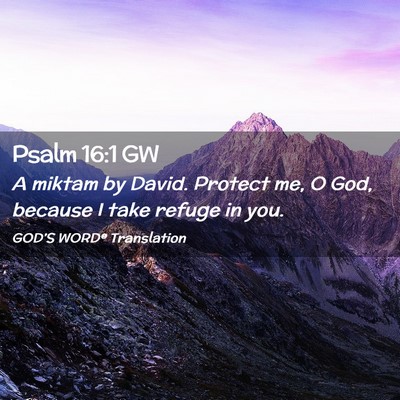 Picture 02 - Psalm 16:1 GW - A miktam by David. Protect me, O God, because I - Bible Verse Picture