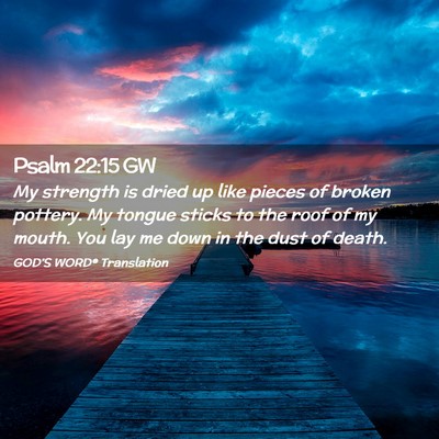Picture 02 - Psalm 22:15 GW - My strength is dried up like pieces of broken - Bible Verse Picture