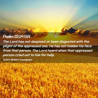 Picture 02 - Psalm 22:24 GW - The Lord has not despised or been disgusted with - Bible Verse Picture