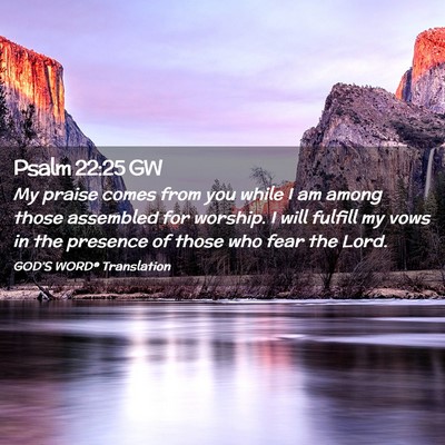 Picture 02 - Psalm 22:25 GW - My praise comes from you while I am among those - Bible Verse Picture