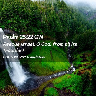Picture 02 - Psalm 25:22 GW - Rescue Israel, O God, from all its - Bible Verse Picture