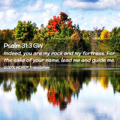 Picture 02 - Psalm 31:3 GW - Indeed, you are my rock and my fortress. For the - Bible Verse Picture