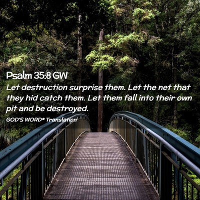 Picture 02 - Psalm 35:8 GW - Let destruction surprise them. Let the net that - Bible Verse Picture