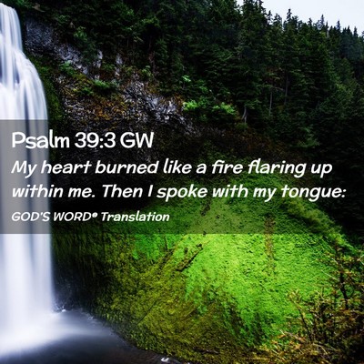Picture 02 - Psalm 39:3 GW - My heart burned like a fire flaring up within me. - Bible Verse Picture