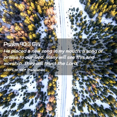 Picture 02 - Psalm 40:3 GW - He placed a new song in my mouth, a song of - Bible Verse Picture