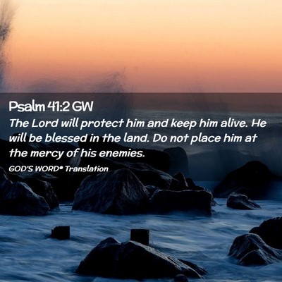 Picture 02 - Psalm 41:2 GW - The Lord will protect him and keep him alive. He - Bible Verse Picture