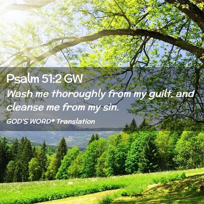 Picture 02 - Psalm 51:2 GW - Wash me thoroughly from my guilt, and cleanse me - Bible Verse Picture