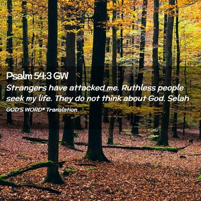 Picture 02 - Psalm 54:3 GW - Strangers have attacked me. Ruthless people seek - Bible Verse Picture