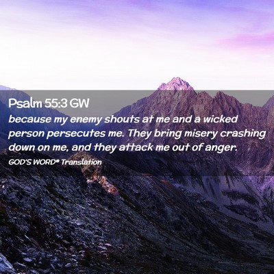 Picture 02 - Psalm 55:3 GW - because my enemy shouts at me and a wicked person - Bible Verse Picture
