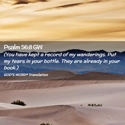 Picture 02 - Psalm 56:8 GW - (You have kept a record of my wanderings. Put my - Bible Verse Picture