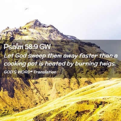 Picture 02 - Psalm 58:9 GW - Let God sweep them away faster than a cooking pot - Bible Verse Picture