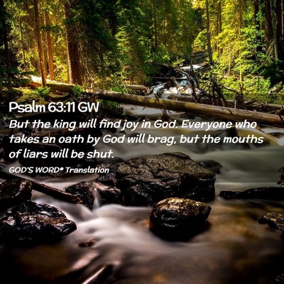 Picture 02 - Psalm 63:11 GW - But the king will find joy in God. Everyone who - Bible Verse Picture