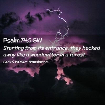 Picture 02 - Psalm 74:5 GW - Starting from its entrance, they hacked away like - Bible Verse Picture