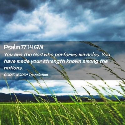 Picture 02 - Psalm 77:14 GW - You are the God who performs miracles. You have - Bible Verse Picture