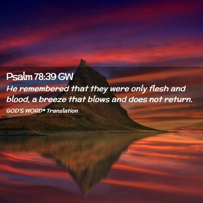 Picture 02 - Psalm 78:39 GW - He remembered that they were only flesh and - Bible Verse Picture