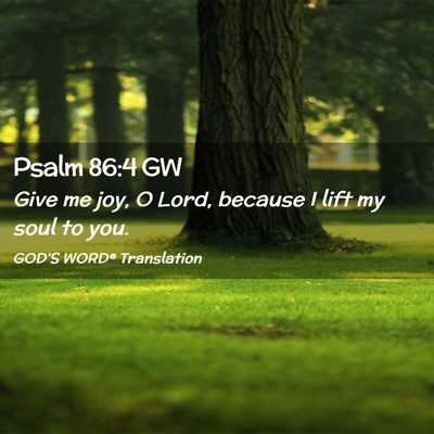 Picture 02 - Psalm 86:4 GW - Give me joy, O Lord, because I lift my soul to - Bible Verse Picture