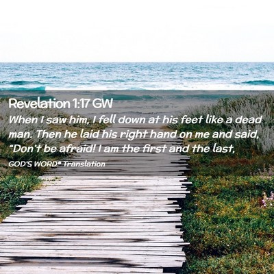 Picture 02 - Revelation 1:17 GW - When I saw him, I fell down at his feet like a - Bible Verse Picture
