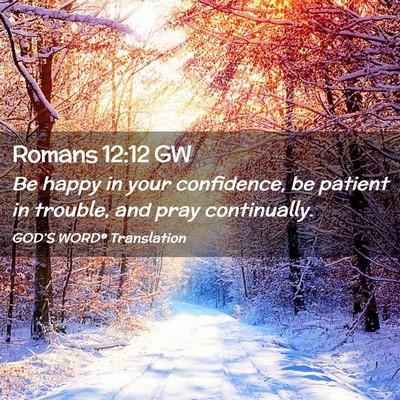 Picture 02 - Romans 12:12 GW - Be happy in your confidence, be patient in - Bible Verse Picture