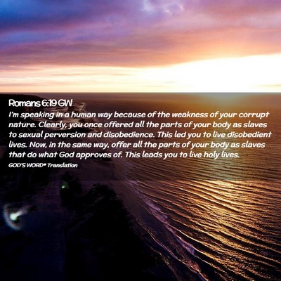 Picture 02 - Romans 6:19 GW - I’m speaking in a human way because of the - Bible Verse Picture