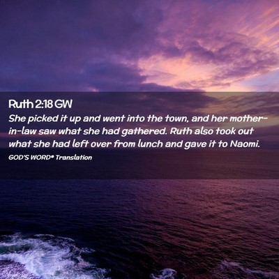 Picture 02 - Ruth 2:18 GW - She picked it up and went into the town, and her - Bible Verse Picture