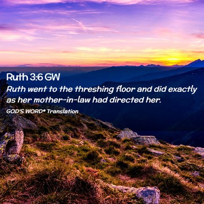 Picture 02 - Ruth 3:6 GW - Ruth went to the threshing floor and did exactly - Bible Verse Picture